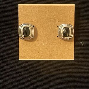 Elegant‎ Silver and Black Stud Earrings